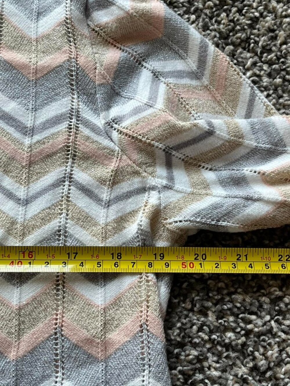 Alfred Dunner Metallic Chevron Patterned Blouse Wmn L Whimsy Cottagecore Boho - Picture 5 of 6